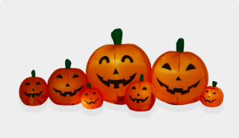 Pumpkin inflatables of different sizes