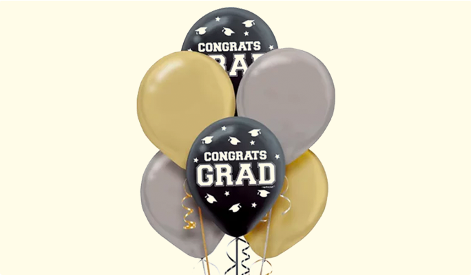Décorations à suspendre de remise de diplôme dorées, noires et grises