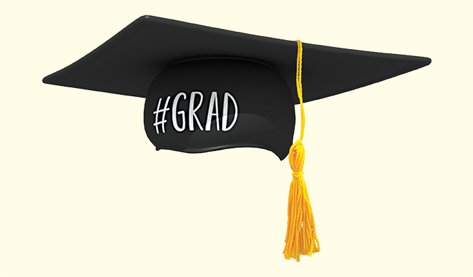 Chapeau « #Grad » noir avec pompon jaune 