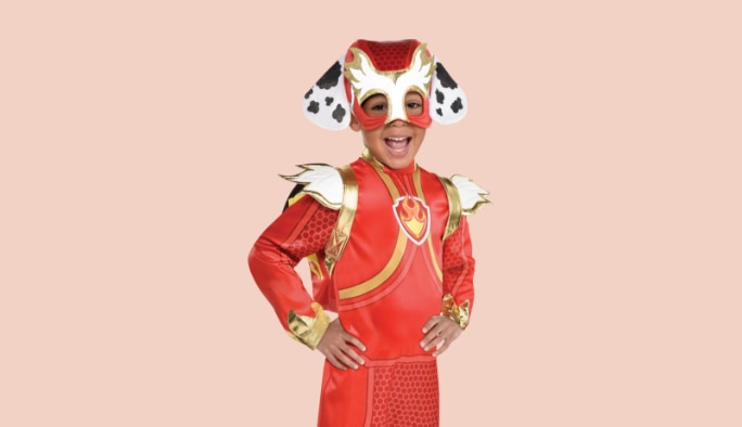 Boy wearing a Marshall Paw Patrol costume.