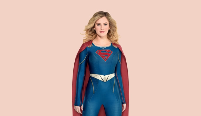 Woman wearing a Supergirl costume.