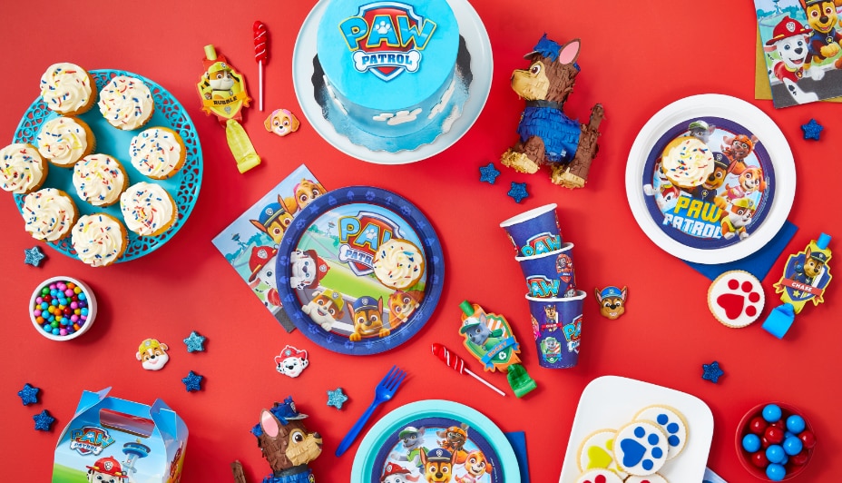 Paw Patrol party tableware and décor