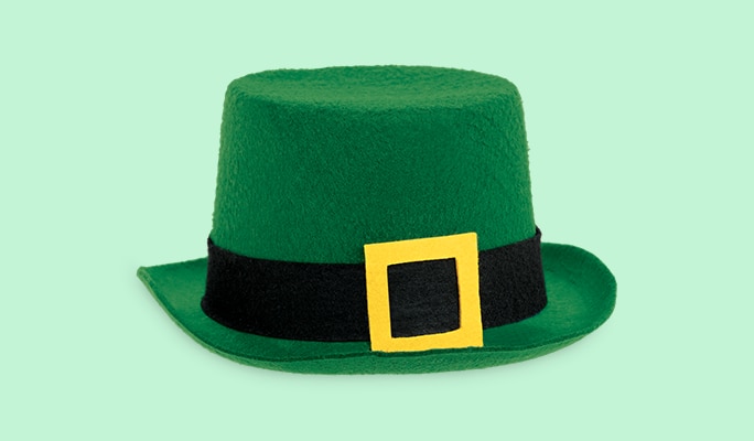 A green St. Patrick's Day felt top hat. 