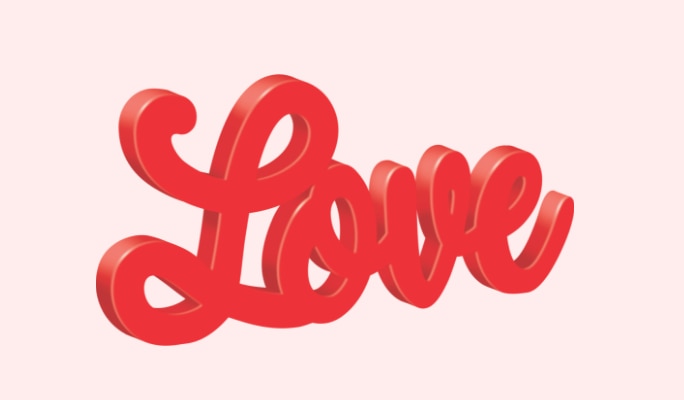 Une enseigne en MDF en forme de lettres rouges « Love »