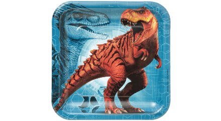 Paper plate with T. rex print