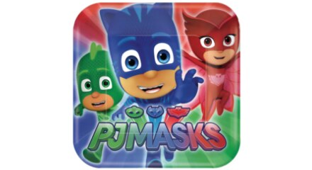 Paper plate with PJ Masks characters