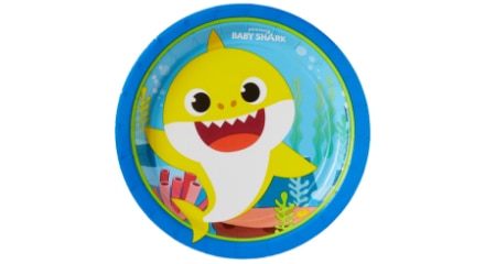 Paper plate with yellow Baby Shark print