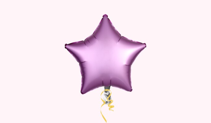 A purple foil Satin Star Balloon, 19-in.