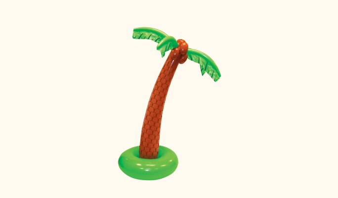 A jumbo inflatable palm tree party prop.