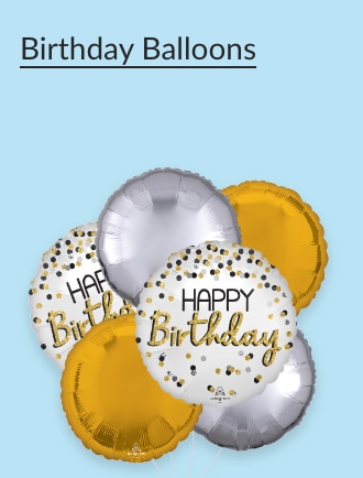 Gold and silver 'Happy Birthday' balloons
