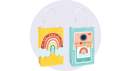 Two colourful loot bags. 