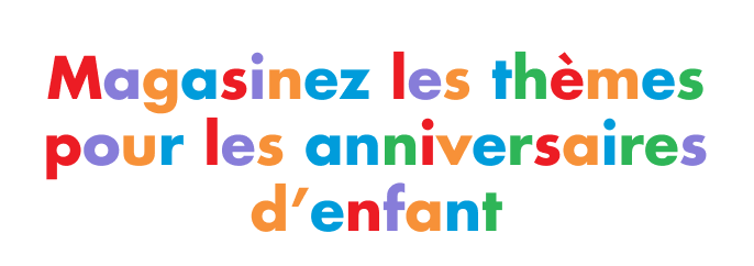 Multi-coloured banner that spells out the words Kids' Birthday.