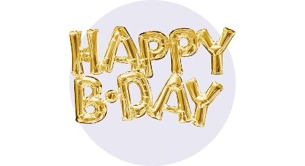 Ballon doré de la phrase « Happy B-Day ».