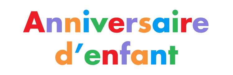 Une bannière multicolore qui épèle Anniversaire d’enfant