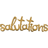 "Salutations" French Cursive Letters Satin Foil Balloon, Gold, 53x18-in, Air-Filled for Special Occasion Front_Flat
