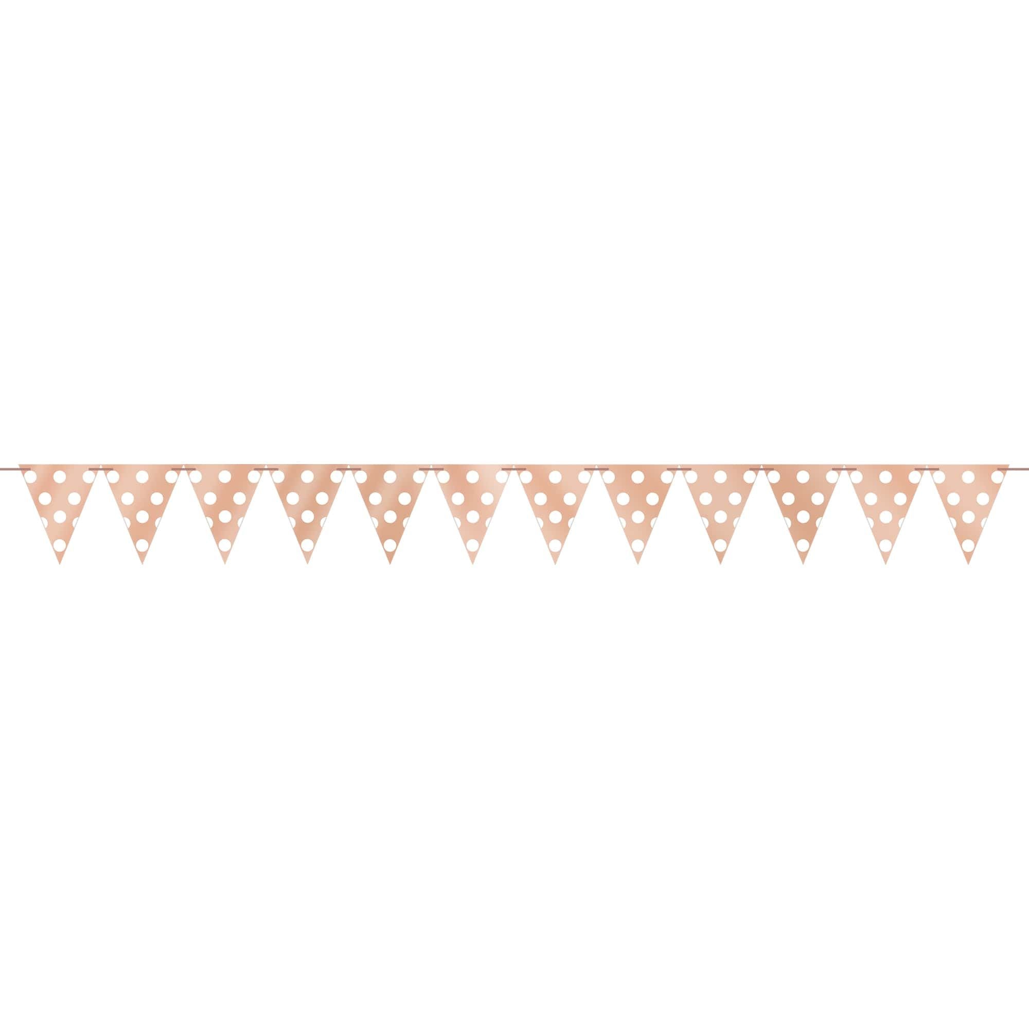 Rose Gold Dots Large Paper Pennant Banner Front_Flat