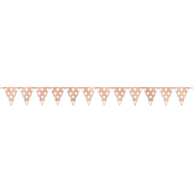 Rose Gold Dots Large Paper Pennant Banner Front_Flat