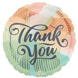 "Thank You" Round Satin Foil Balloon, Orange/Green, 28-in, Helium Inflation & Ribbon Included for Special Occasion Front_Flat