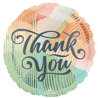 "Thank You" Round Satin Foil Balloon, Orange/Green, 28-in, Helium Inflation & Ribbon Included for Special Occasion Front_Flat