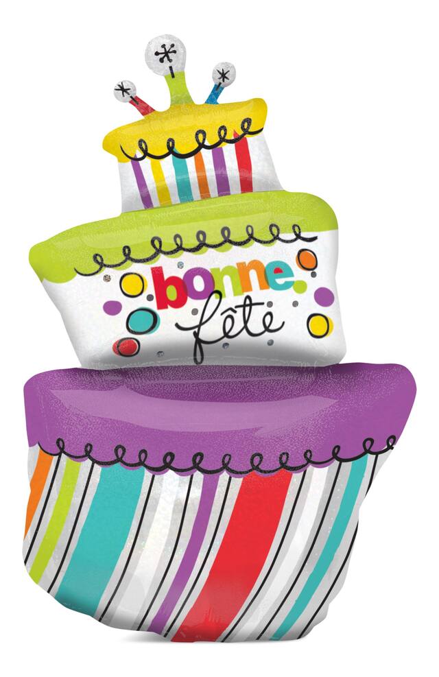 Ballon de gâteau Bonne Fête grande taille, français Front_Flat