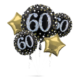 Bouquet de ballons en aluminium étincelants, 60e anniversaire Front_Flat