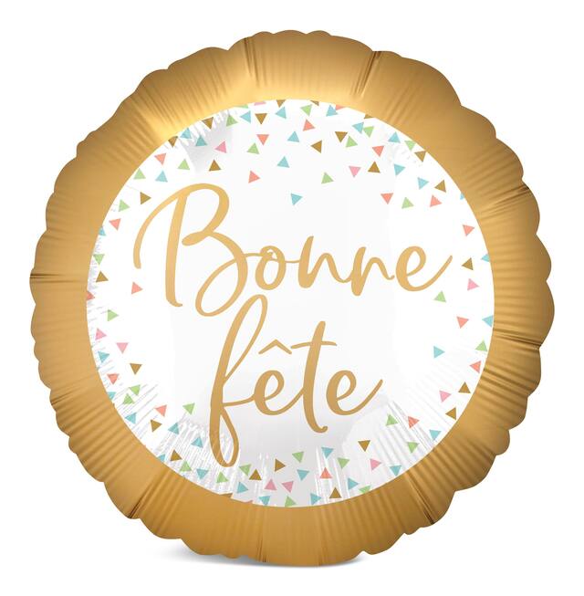Ballon en aluminium, confettis, Bonne Fête, français Front_Flat