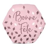Blush Birthday "Bonne Fête" French Octagon Satin Foil Balloon, Rose Gold/Pink, 22-in, Helium Inflation & Ribbon Included for Birthday Party Front_Flat