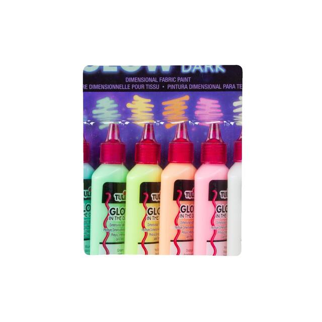 Glow-in-the-Dark Paint, Multi-Coloured, 6-pk, for Arts & Crafts/Birthday Favour, UV Activated Paint for Parties Front_Flat