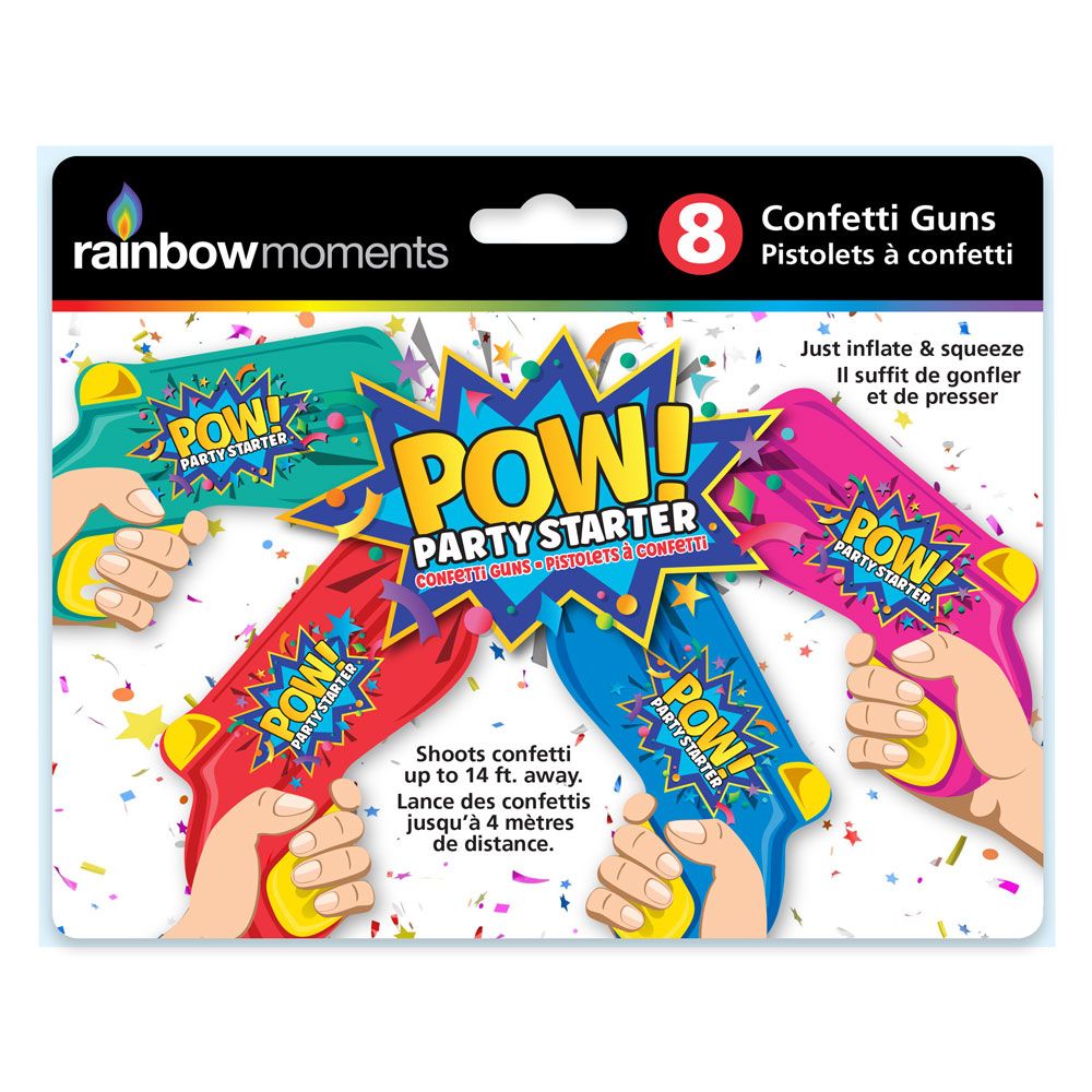 Rainbow Moments Confetti Guns, 8pk Party City