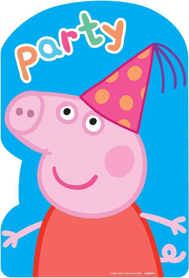 Invitations de style carte postale Peppa Pig, paq. 8 Front_Flat