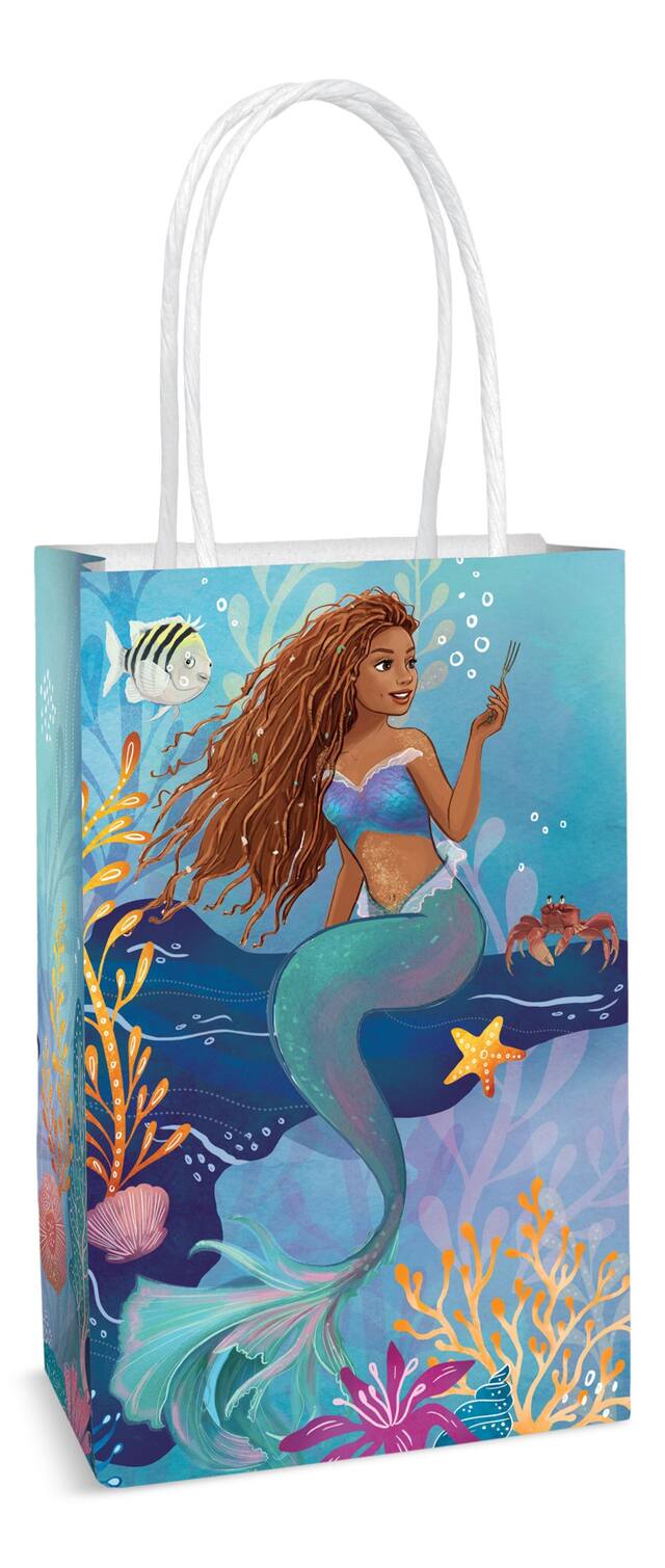 Disney The Little Mermaid Ariel Paper Kraft Gift Bags, Blue, 12-in, 8-pk, for Birthday Party Front_Angled_Right