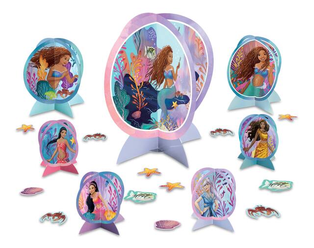 Disney The Little Mermaid Table Decorating Kit Centerpieces with Confetti, Purple, 12-in, 20-pk, for Birthday Party Front_Elevated