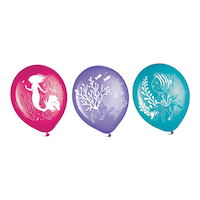 Ballon en latex La Petite Sirène de Disney, bleu sarcelle, paq. 6 Front_Flat