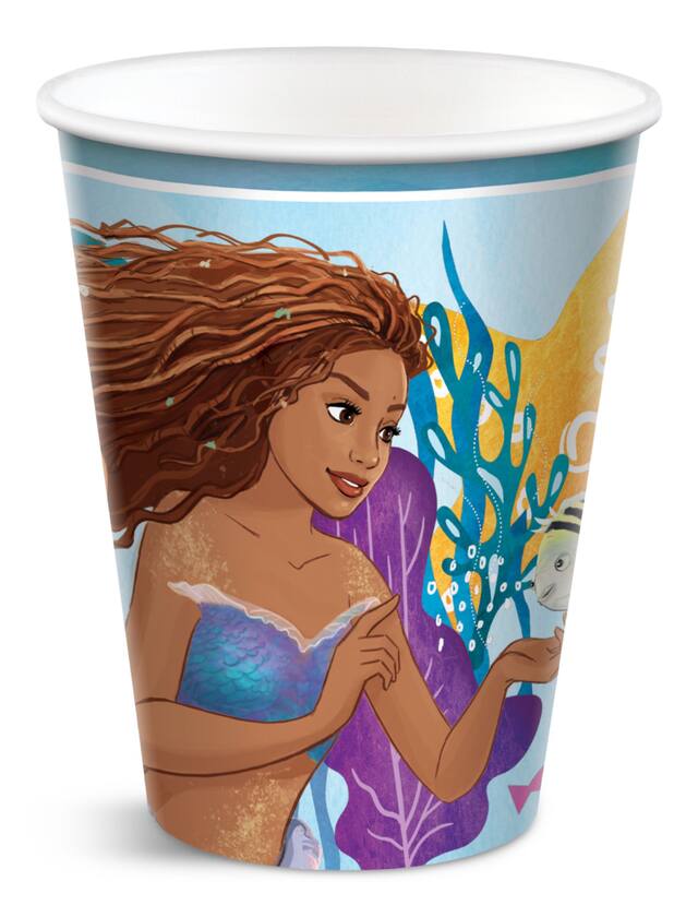 Disney The Little Mermaid Ariel Paper Disposable Cups, Blue, 9-oz, 8-pk, for Birthday Party Front_Elevated