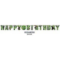 Transformers "Happy Birthday" DIY Customizable Hanging Garland Banner Decoration, Green, 126-in, for Birthday Party Front_Flat
