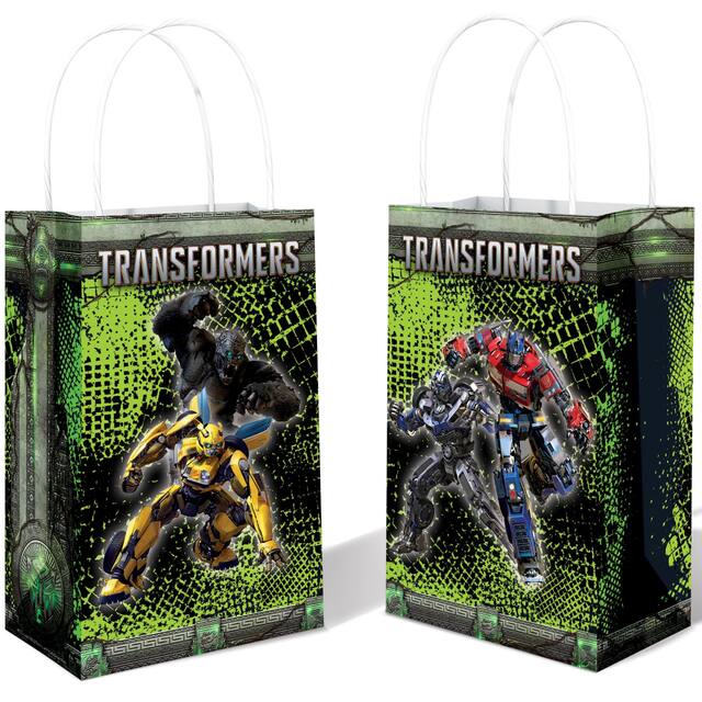 Transformers Rise Of The Beasts Printed Paper Birthday Party Favour Kraft Bag, Blue Composite_or_Mixed