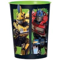 Transformers Plastic Reusable Favour Cup, Black/Green, 16-oz, for Birthday Party Front_Elevated