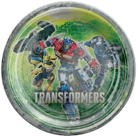 Grandes assiettes à dîner rondes en papier Transformers : Rise of the Beasts, pour fête d'anniversaire, bleu, 9 po Overhead_Flat