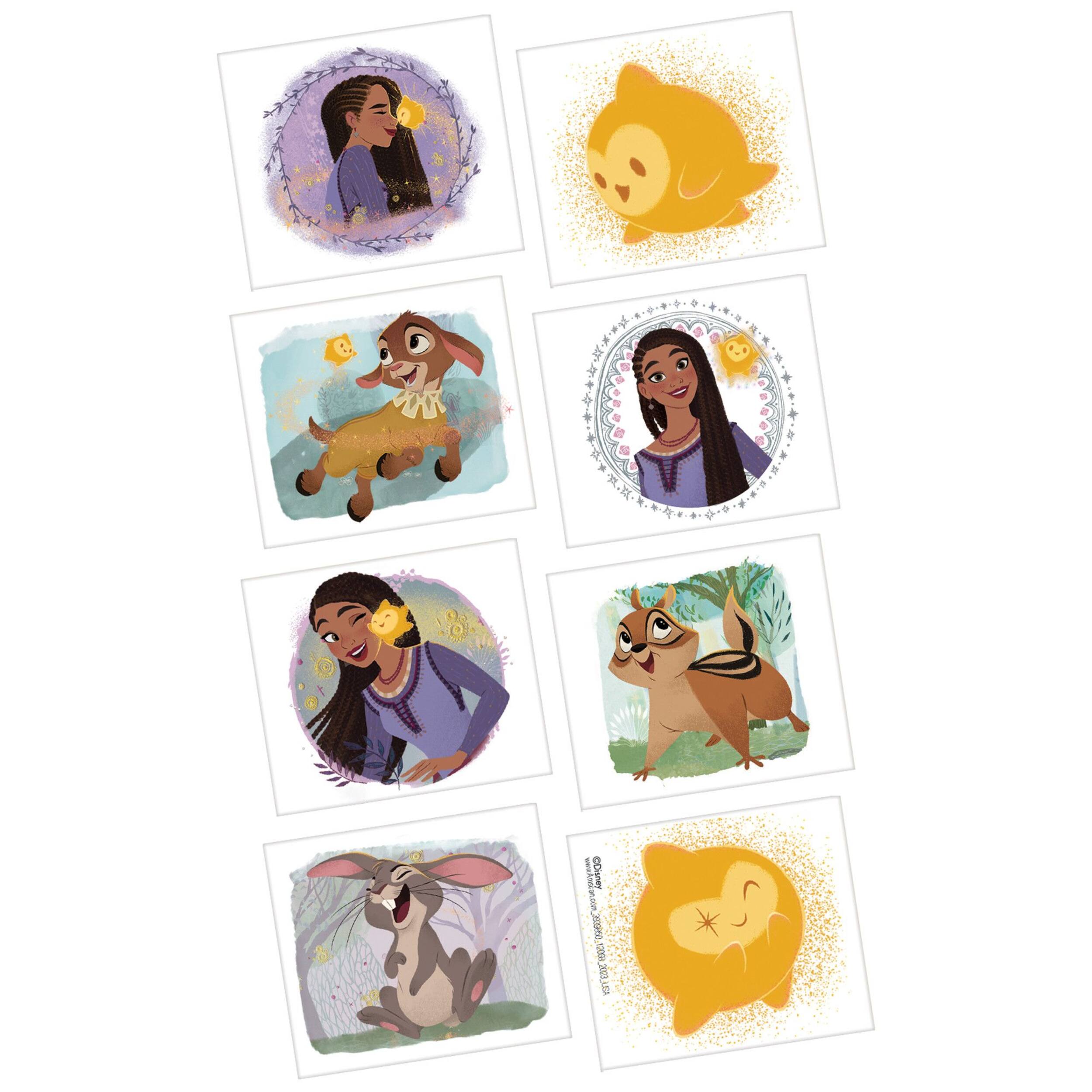 Disney Wish Wearable Temporary Tattoos, Purple/Yellow, 8-pk, for Birthday Party Front_Flat