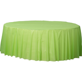 Round Plastic Reusable Table Cover, Assorted Colours, 84-in, for Christmas/Thanksgiving/New Year's Eve/Birthday Party Front_Flat