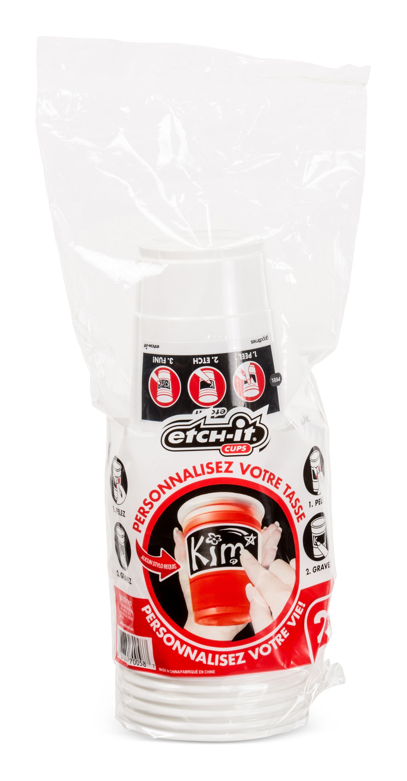 Etch-It Personalized Disposable Party Cups, Red, 473-ml, 20-pk Front_Flat