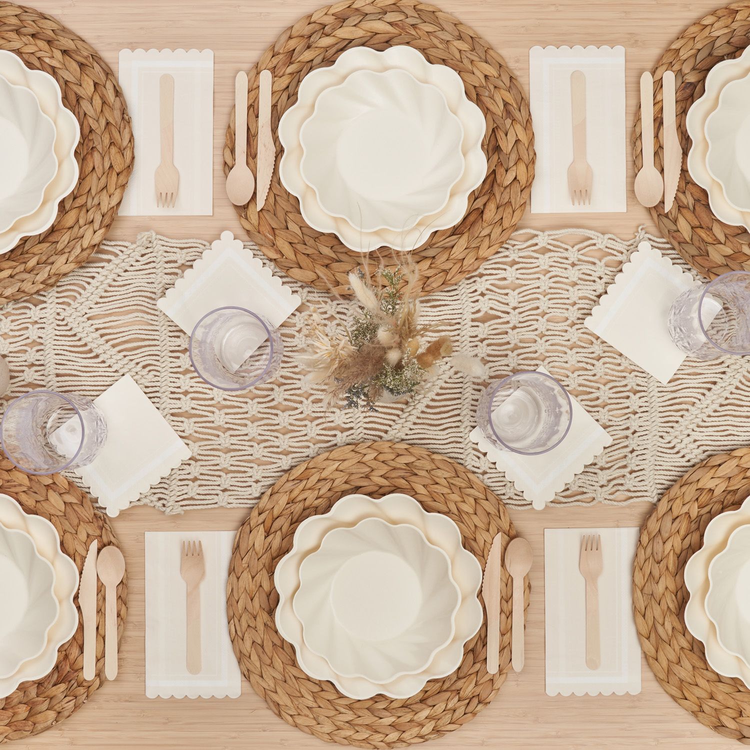 Assiette à dîner, fibre de bambou, crème Overhead_Flat