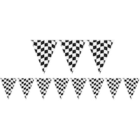 Banderole à fanions damier, noir/blanc Front_Flat