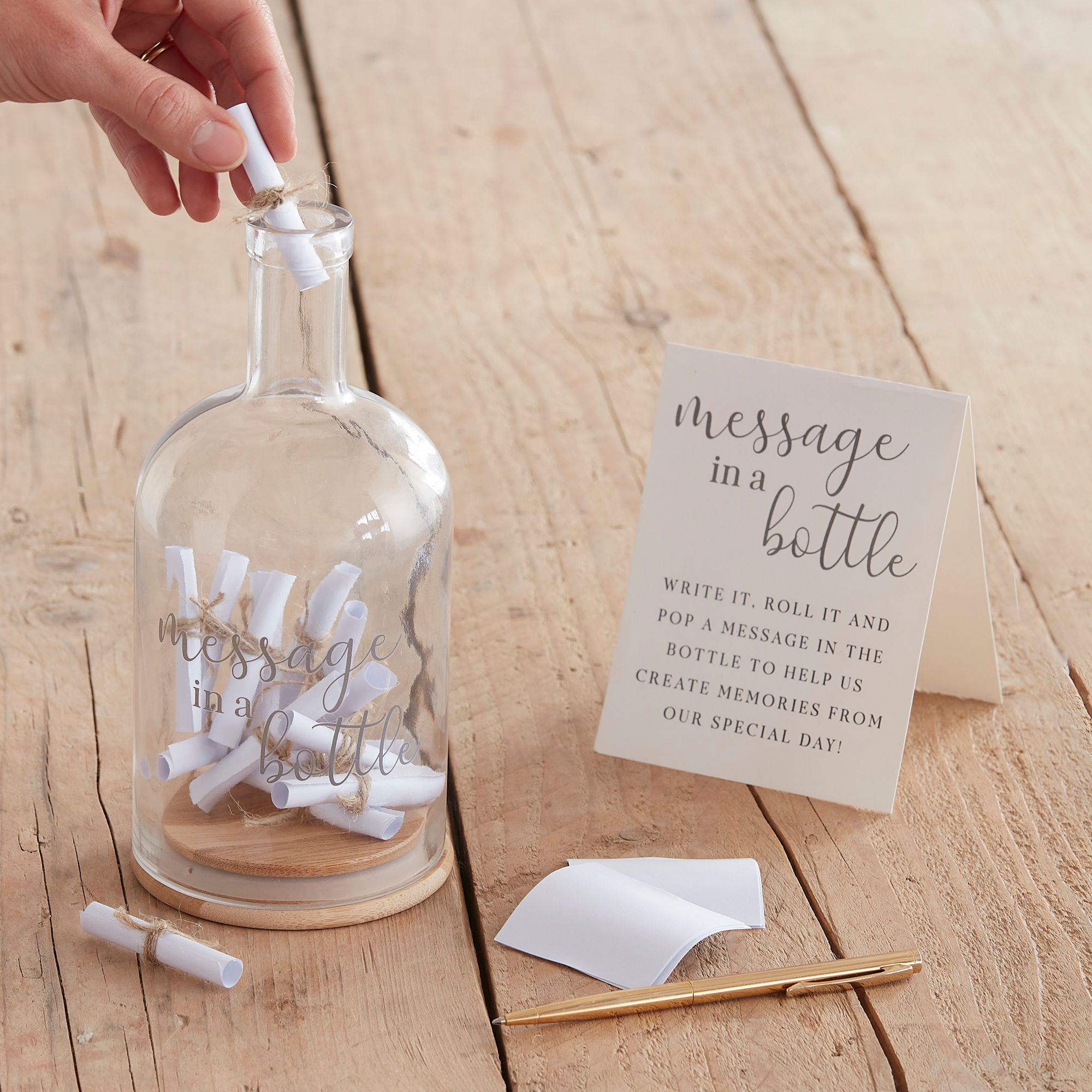 "Message in a Bottle" Glass Bottle, Clear/Brown, 10-in, for Birthday/Graduation/Wedding Message Gift Composite_or_Mixed