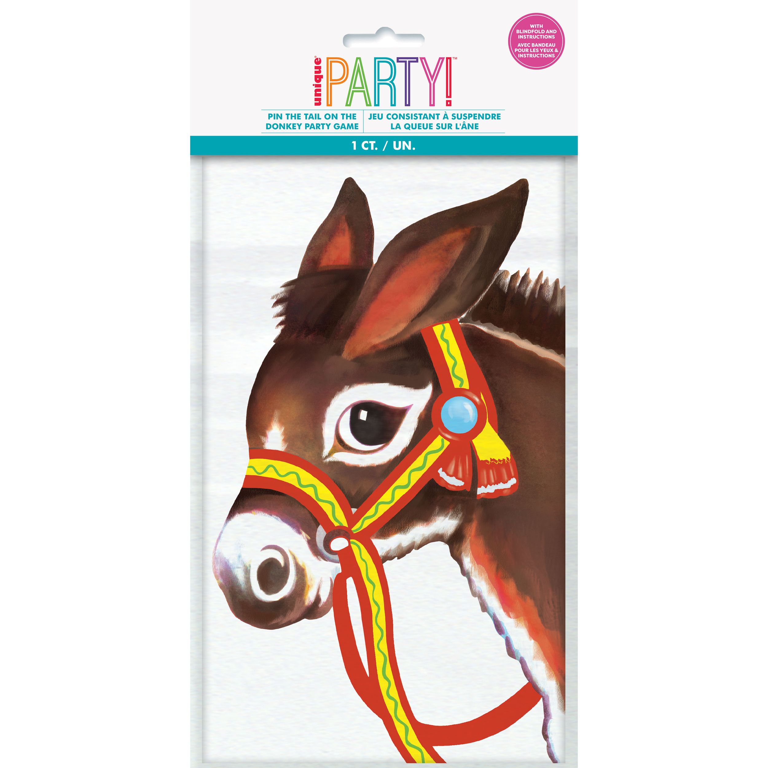 Pin the Tail on the Donkey Game, Brown, 26-pk, for Birthday Party Front_Flat
