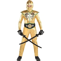 Kids' Ninja Gold Jumpsuit with Hood & Gloves Halloween Costume, Assorted Sizes Front_Flat
