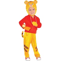 Kids' Daniel Tiger Yellow/Red Jumpsuit with Hood & Gloves Halloween Costume, Assorted Sizes Front_Angled_Right