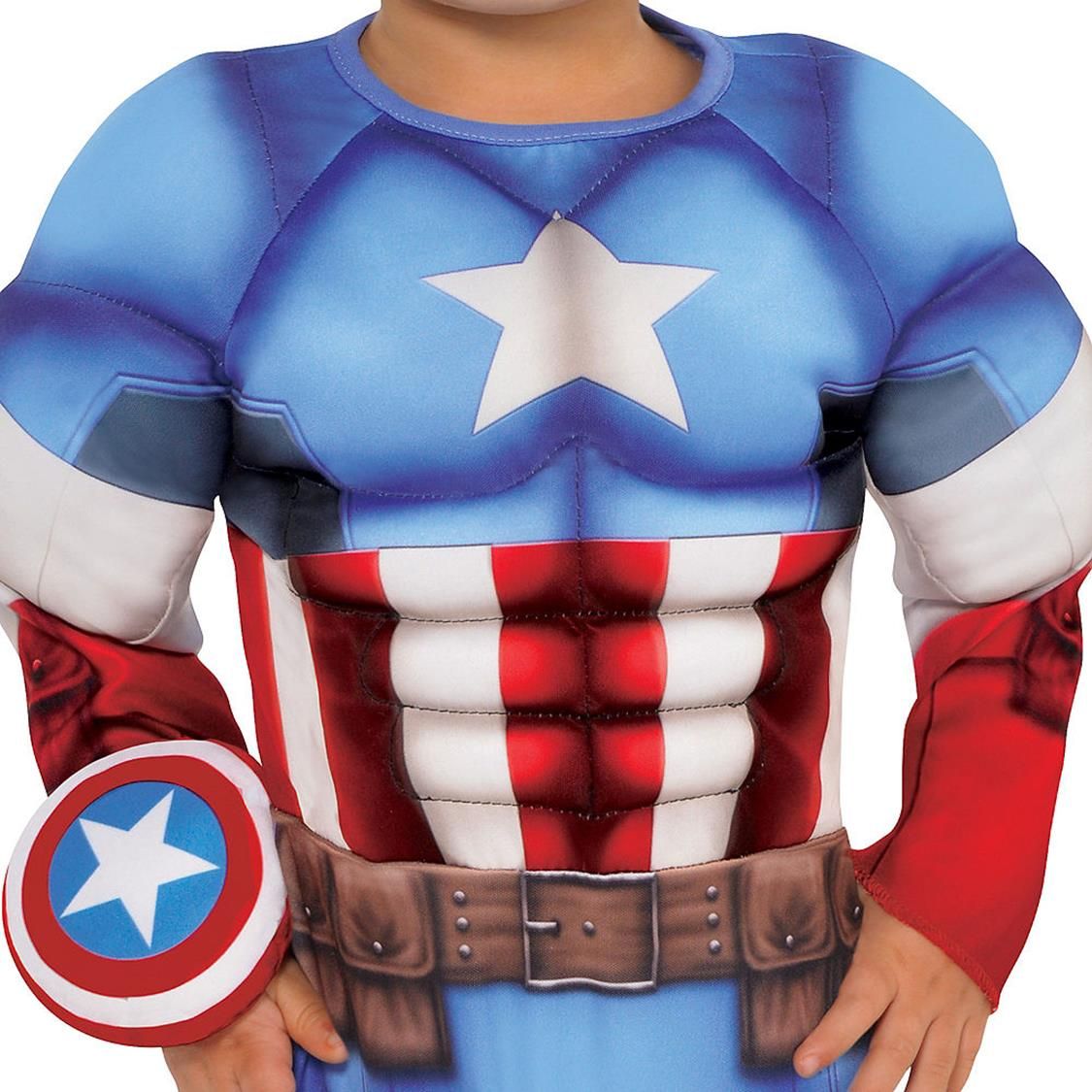 Infant Disney Marvel Captain America Blue/Red Padded Jumpsuit with Mask Halloween Costume, Assorted Sizes CloseUp