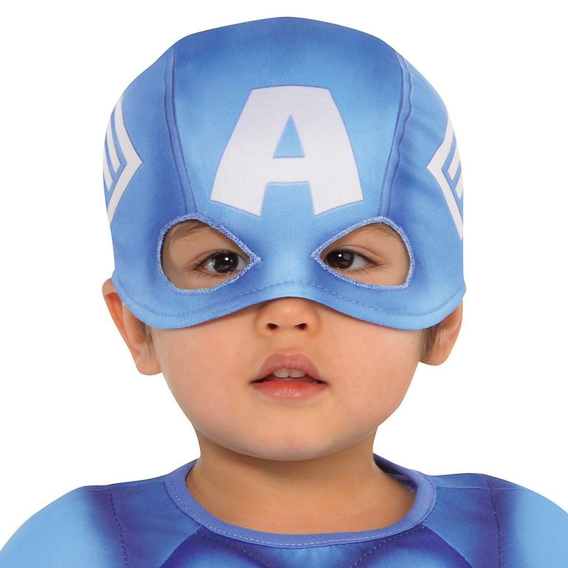 Infant Disney Marvel Captain America Blue/Red Padded Jumpsuit with Mask Halloween Costume, Assorted Sizes CloseUp