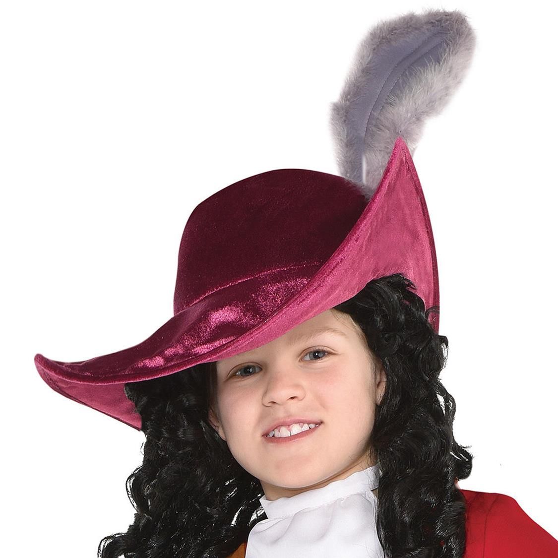 Kids' Disney Peter Pan Captain Hook Red/White Outfit with Hat/Socks/Boot Covers Halloween Costume, Assorted Sizes CloseUp